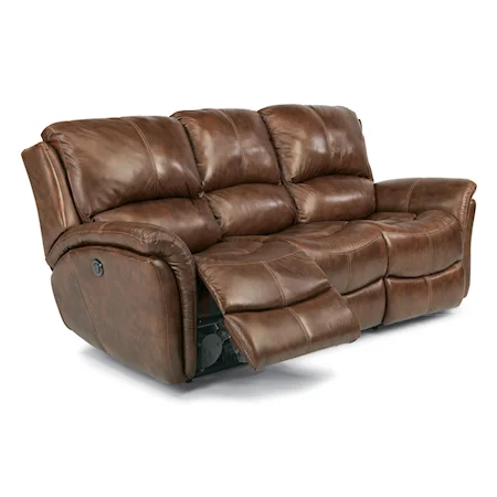 Casual Reclining Sofa with Power Motion and Folded Pillow Arms